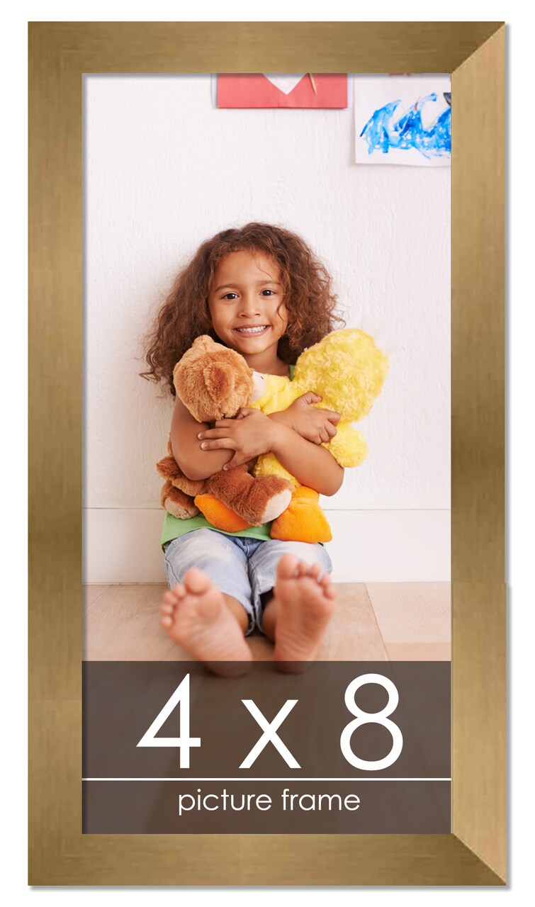 4x8 Gold Bronze Wood Picture Frame - UV Acrylic, Foam Board Backing, Hanging Hardware